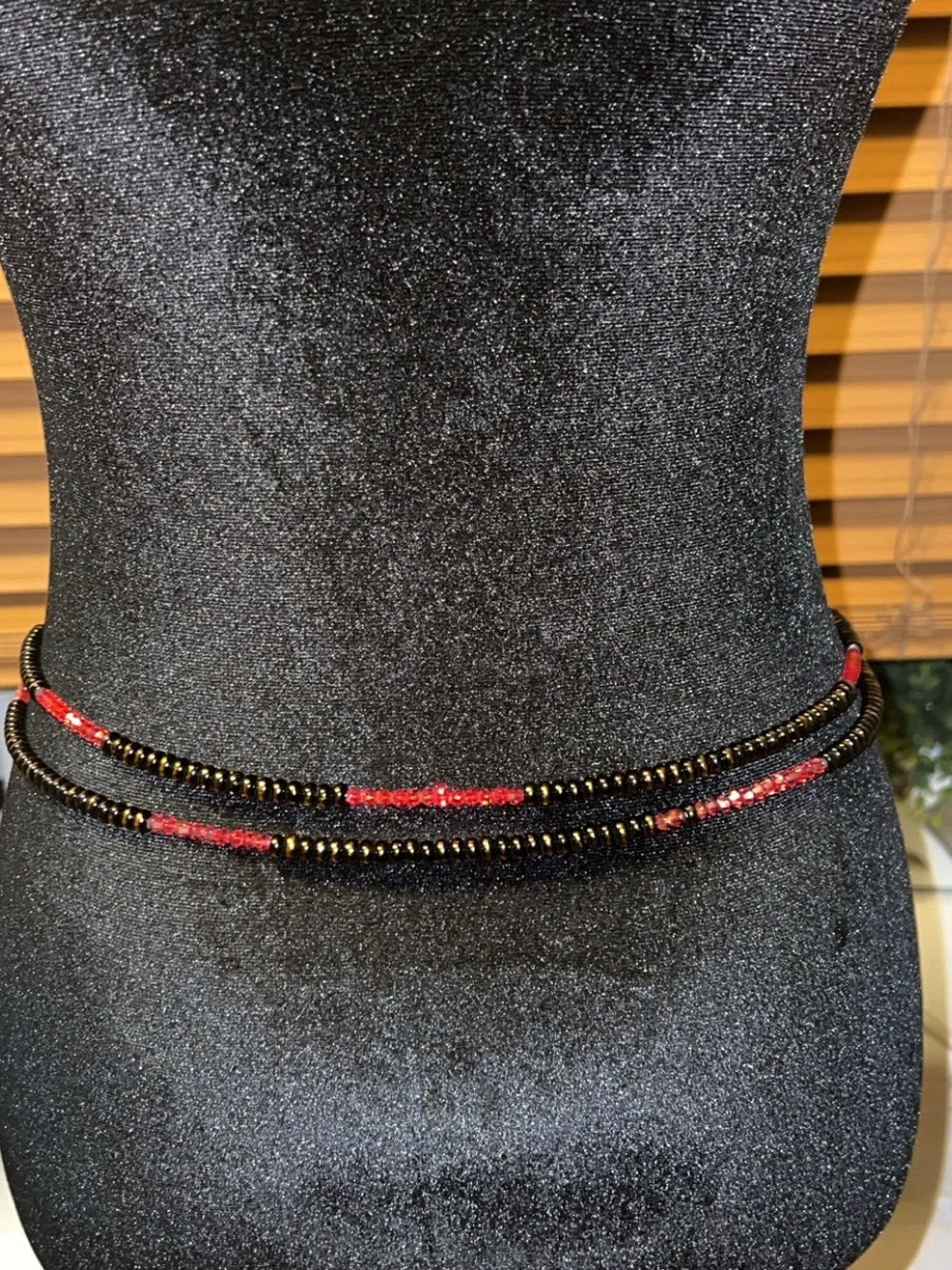 Beaded Multi-Strand Waist Chain with Red Accents handmade